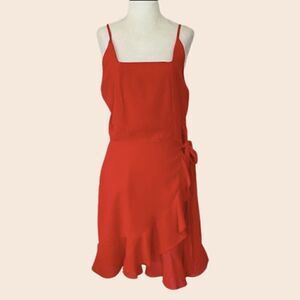 Vixen Red Wrap Dress w/ Square Neckline Size Large
